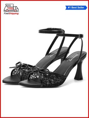 High Heels for Women Pointed Open Toe Strappy Chunky Block Heels Ankle Strap